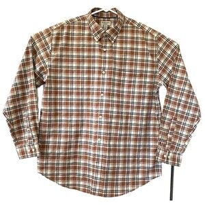 St. John's Bay Iron Free Shirt Mens Brown Plaid XL-Tall Preppy Classic Academia